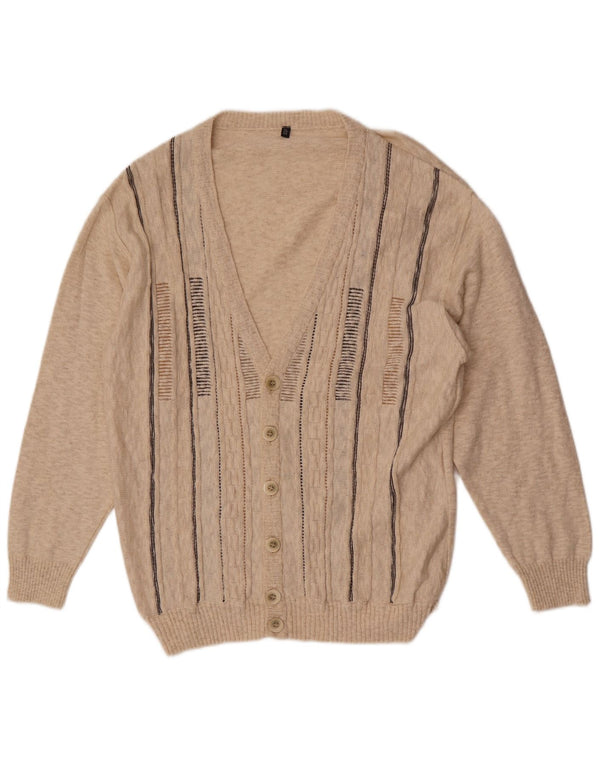 Vintage Ανδρικό Ζακέτα πουλόβερ IT 54 XL Μπεζ ριγέ βαμβακερό