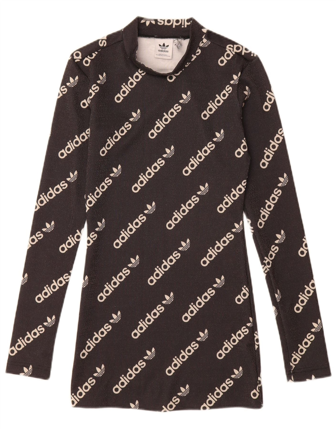 Γυναικείο μακρυμάνικο γραφικό μπλουζάκι ADIDAS UK 4 XS μαύρο