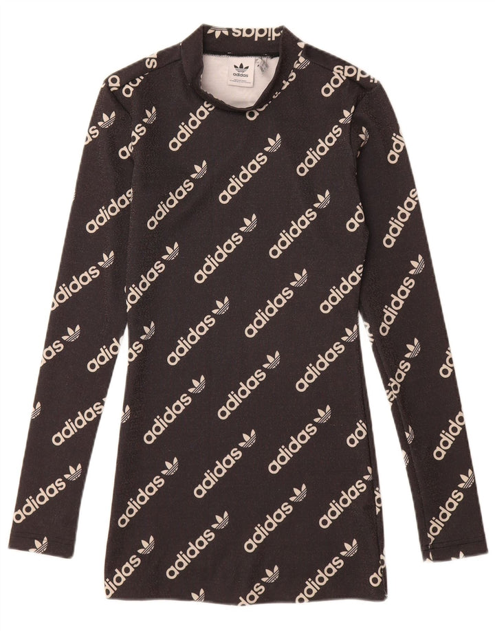 Γυναικείο μακρυμάνικο γραφικό μπλουζάκι ADIDAS UK 4 XS μαύρο