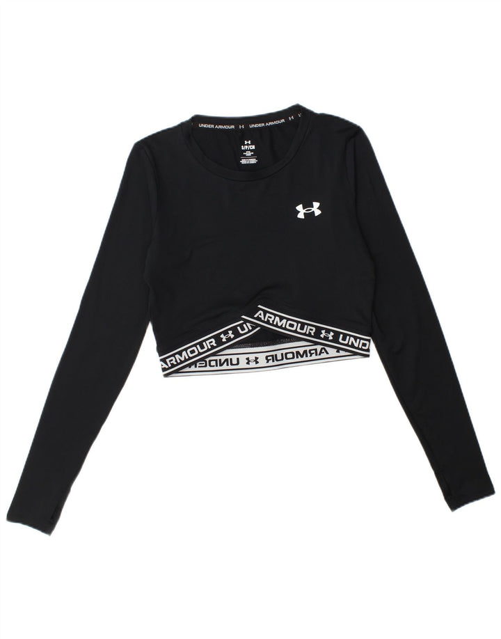 Under Armour Womens Crop Graphic Top Μακρυμάνικο UK 10 Small Black