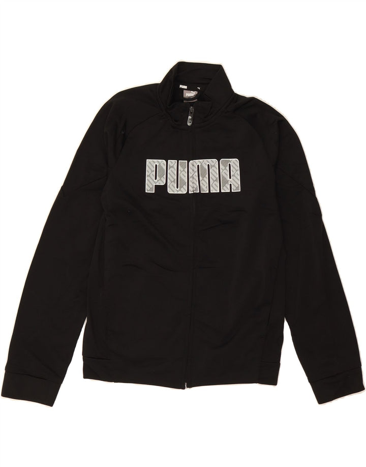PUMA Boys Graphic Tracksuit Top Jacket 11-12 Years Black Polyester Vintage Puma and Second-Hand Puma from Messina Hembry 