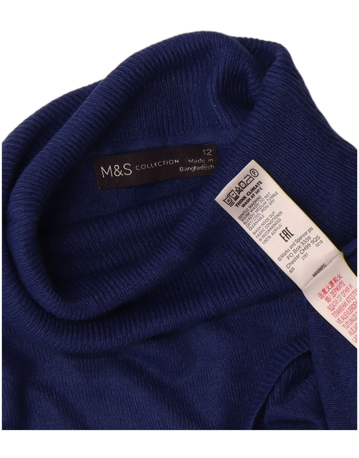 Marks & Spencer Γυναικείο πουλόβερ με ρολό λαιμόκοψη UK 12 Medium Navy Blue