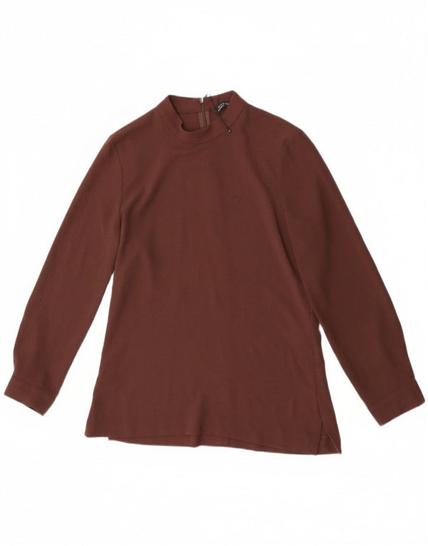 Zara Γυναικεία μακρυμάνικη μπλούζα τοπ UK 10 Small Brown Polyester