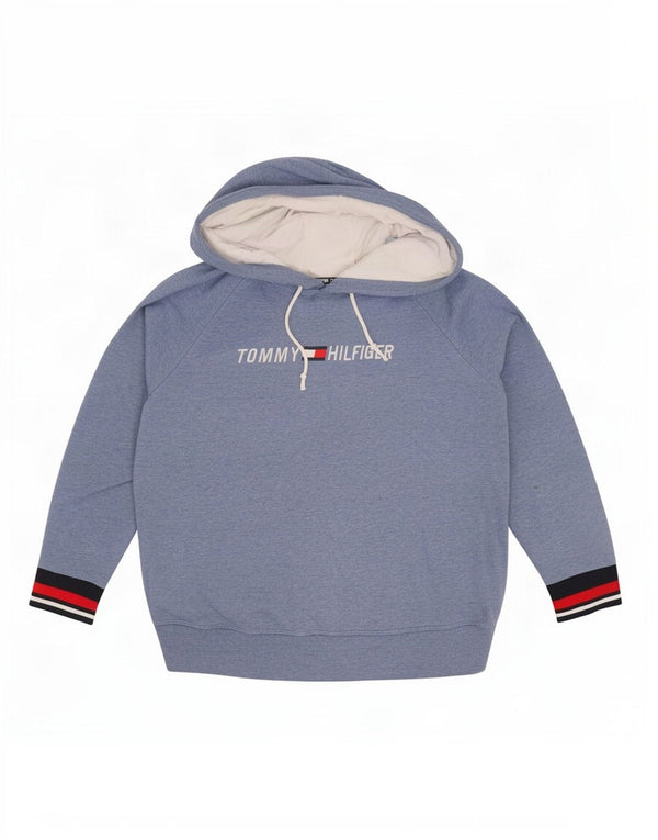 Tommy Hilfiger Γυναικείο γραφικό φούτερ με κουκούλα UK 16 Large Blue Colourblock