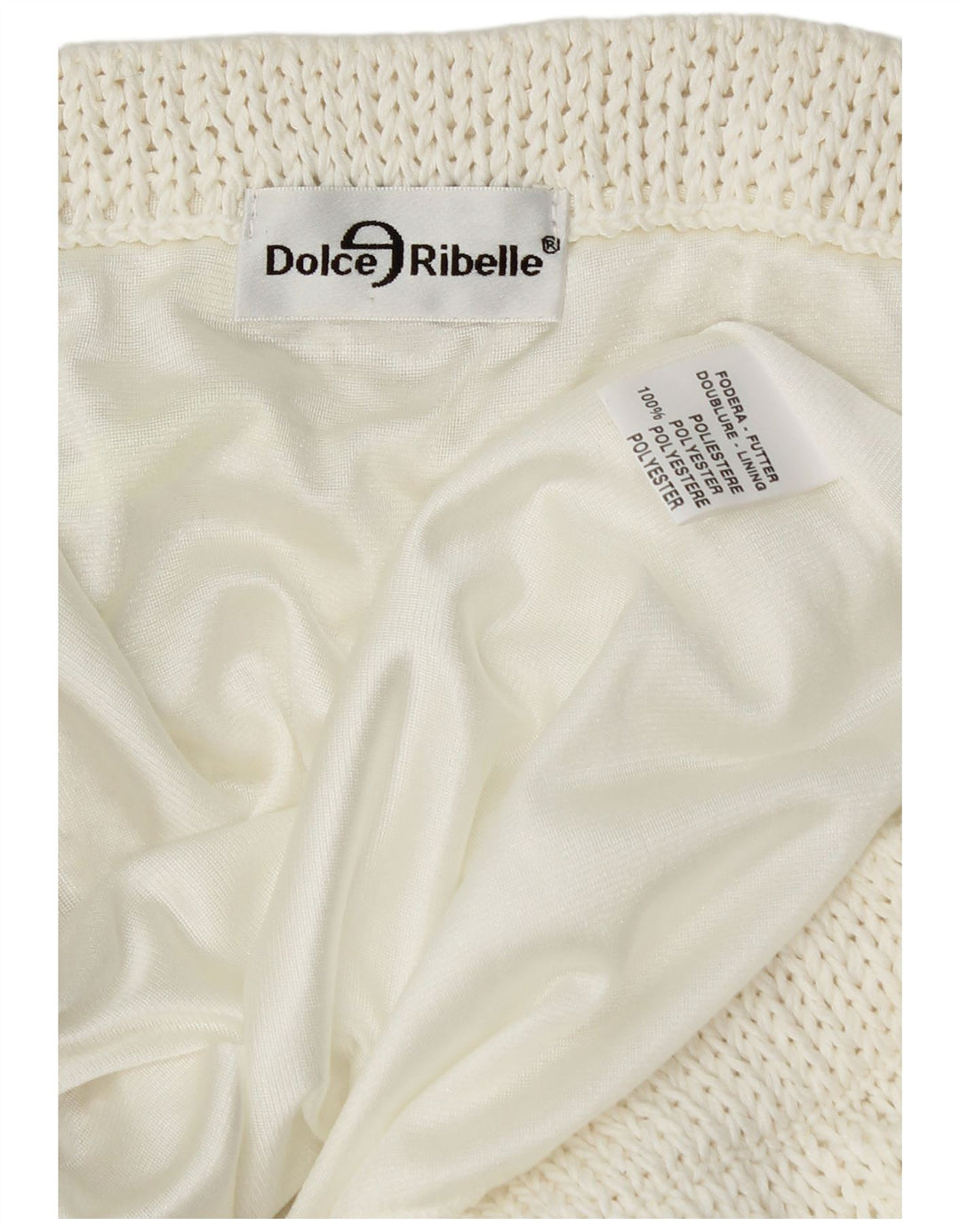 Γυναικεία πλεκτή ασύμμετρη φούστα VINTAGE W34 Μεγάλη Λευκή Πολυεστέρας