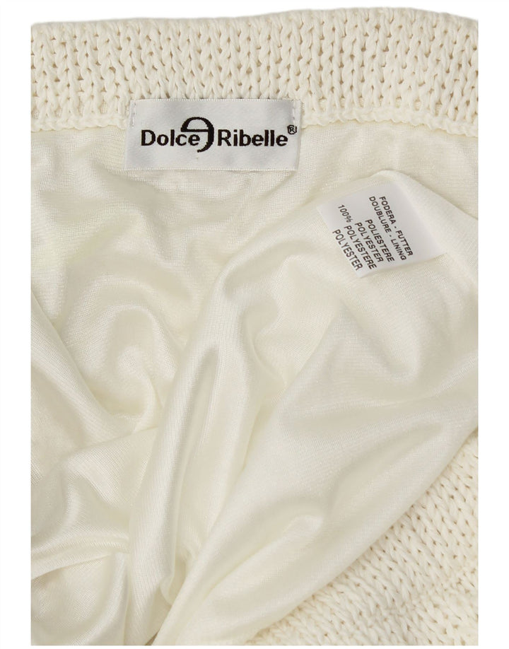 Γυναικεία πλεκτή ασύμμετρη φούστα VINTAGE W34 Μεγάλη Λευκή Πολυεστέρας