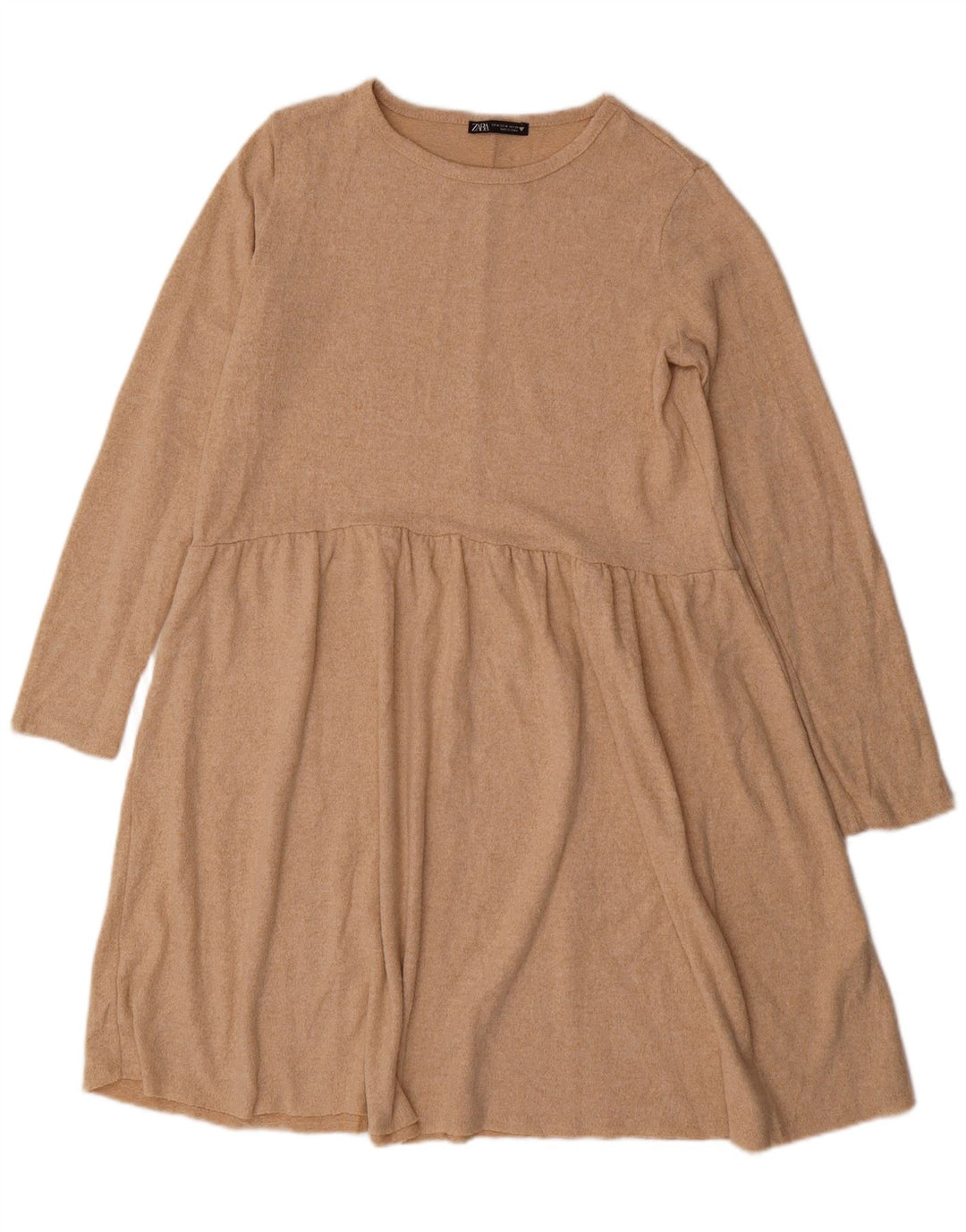 Γυναικείο μακρυμάνικο φόρεμα Zara UK 14 Medium Beige Polyester