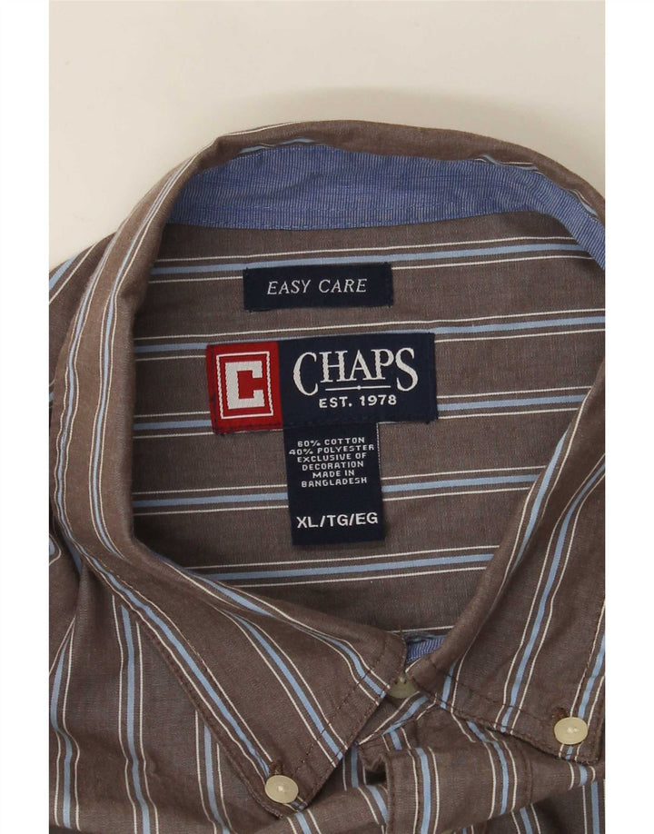 Chaps Ανδρικό πουκάμισο Easy Care XL Γκρι βαμβακερό ριγέ