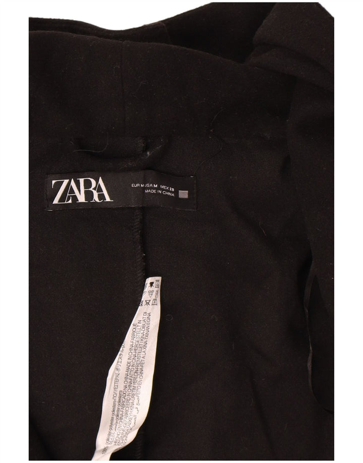 Zara Γυναικείο Ανοιχτό Πανωφόρι με Κουκούλα UK 14 Μεσαίο Μαύρο Πολυεστέρα