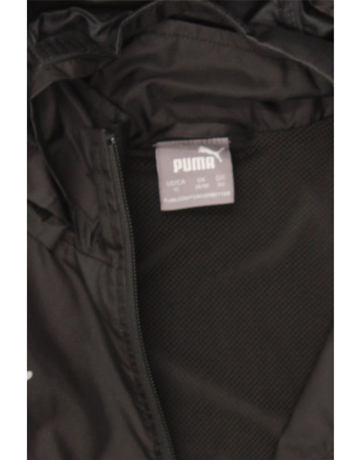 PUMA Boys Hooded Rain Jacket 11-12 Years Black Vintage Puma and Second-Hand Puma from Messina Hembry 