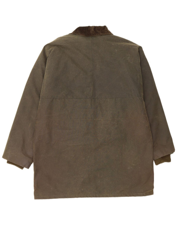 Vintage γυναικείο κερωμένο βαμβακερό μπουφάν UK 14 Large Khaki