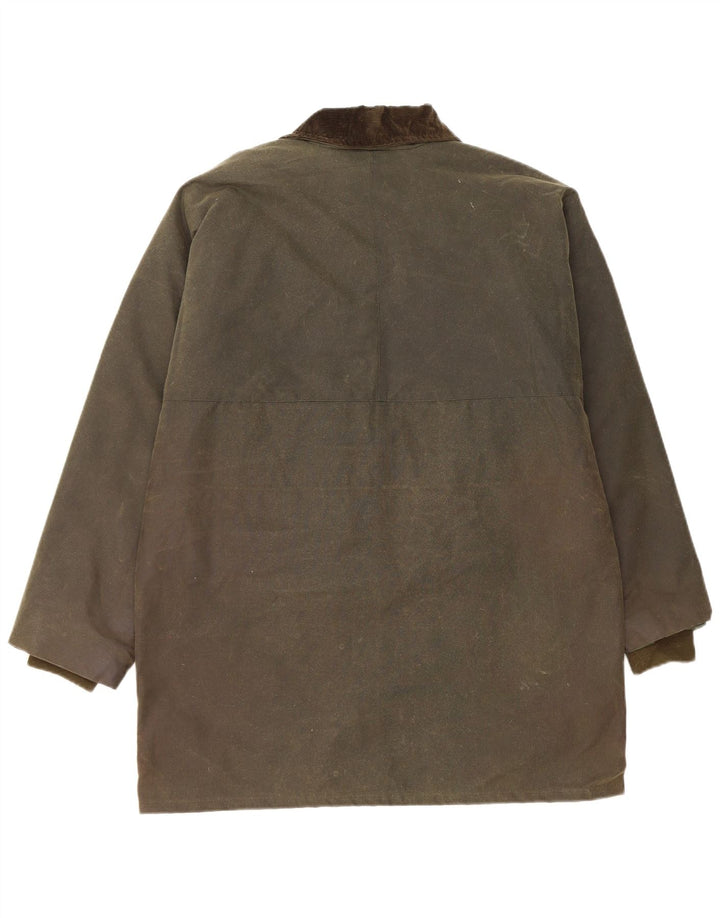 Vintage γυναικείο κερωμένο βαμβακερό μπουφάν UK 14 Large Khaki