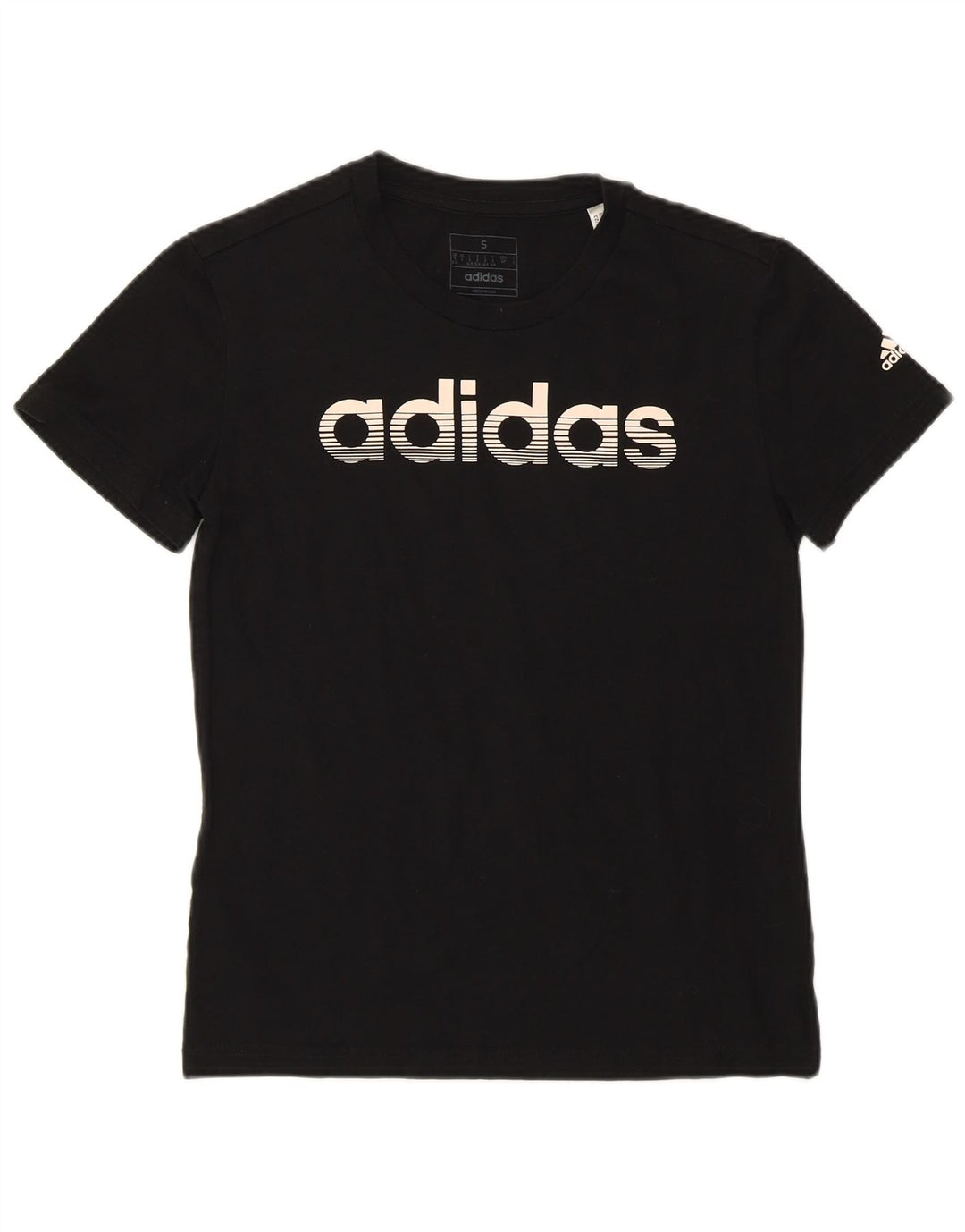 Γυναικείο γραφικό μπλουζάκι ADIDAS Top UK 8/10 Μικρό μαύρο βαμβακερό