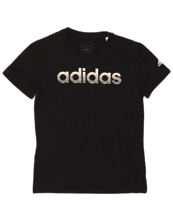 Γυναικείο γραφικό μπλουζάκι ADIDAS Top UK 8/10 Μικρό μαύρο βαμβακερό