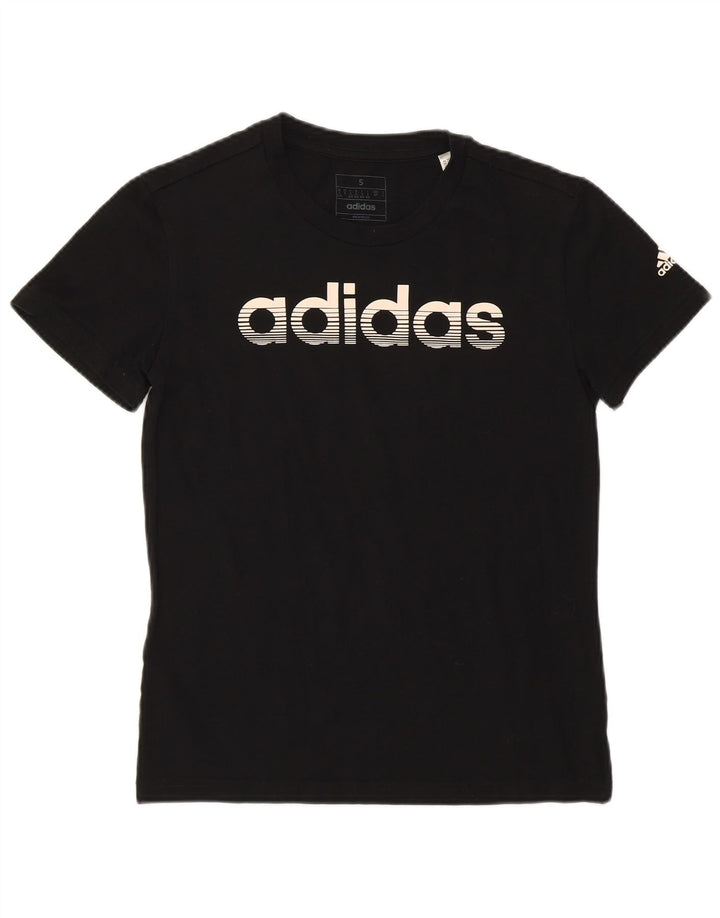 Γυναικείο γραφικό μπλουζάκι ADIDAS Top UK 8/10 Μικρό μαύρο βαμβακερό