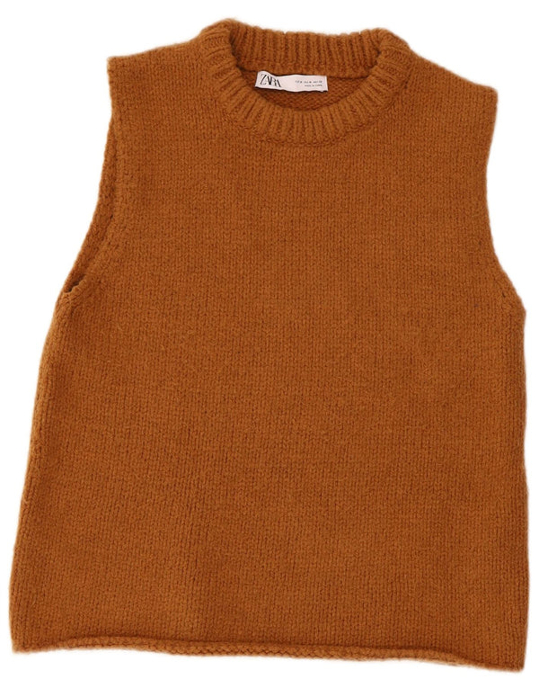 Zara Γυναικείο Γιλέκο Tank Top UK 12 Μεσαίο Καφέ Ακρυλικό
