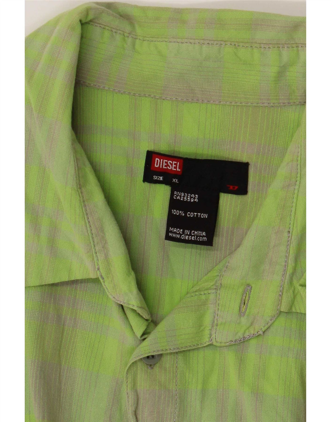 Ανδρικό πουκάμισο Diesel XL Green Check Cotton