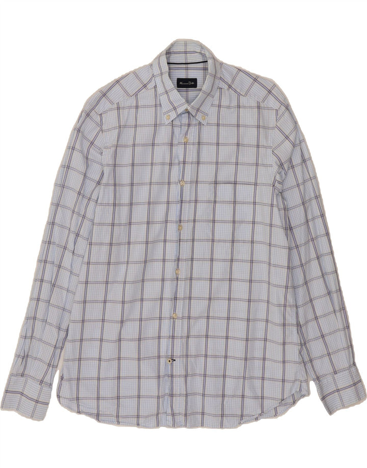 MASSIMO DUTTI Mens Shirt Large Blue Check Cotton Vintage Massimo Dutti and Second-Hand Massimo Dutti from Messina Hembry 