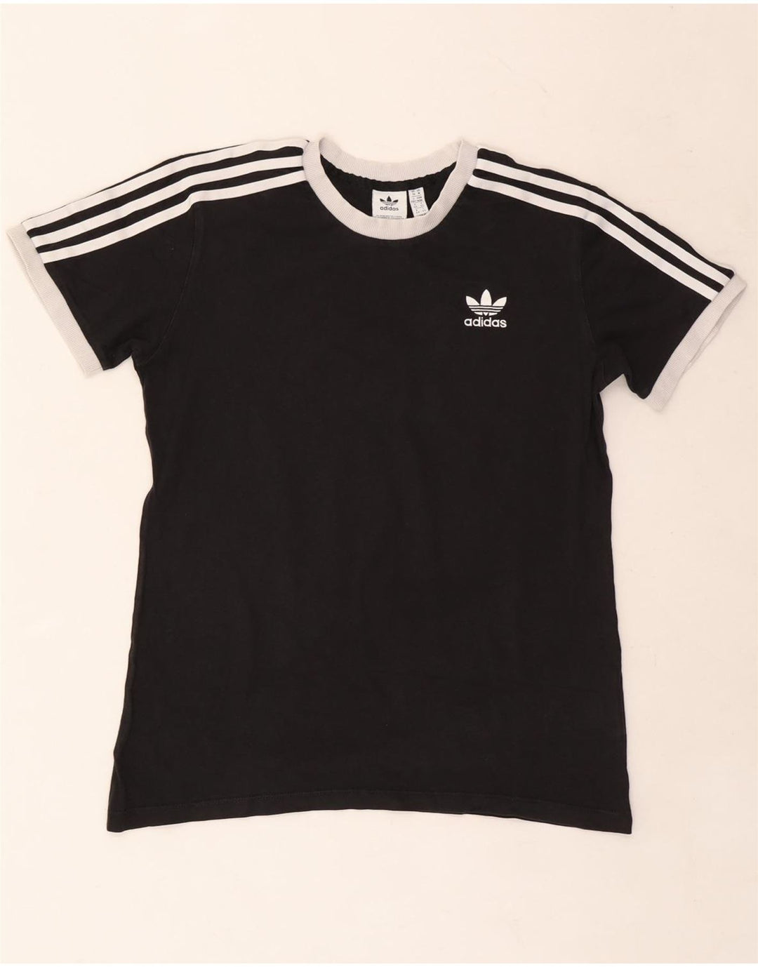 Γυναικείο T-Shirt ADIDAS Top UK 14 Μεσαίο μαύρο βαμβακερό