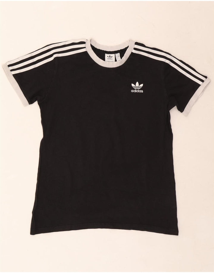 Γυναικείο T-Shirt ADIDAS Top UK 14 Μεσαίο μαύρο βαμβακερό