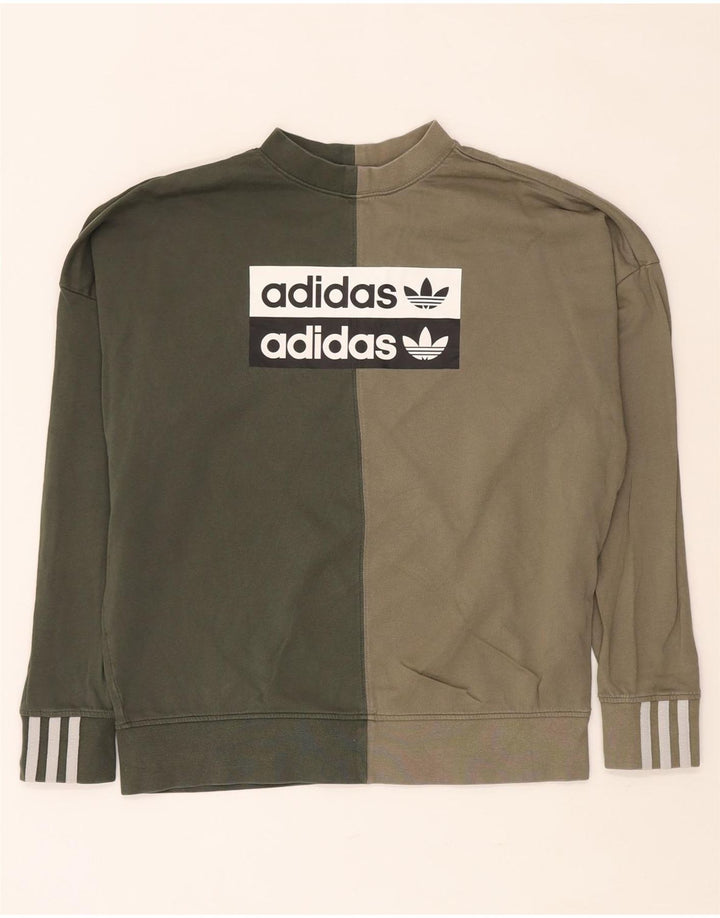 ADIDAS Γυναικεία φούτερ μεγάλου μεγέθους Jumper UK 8 Small Khaki Colourblock