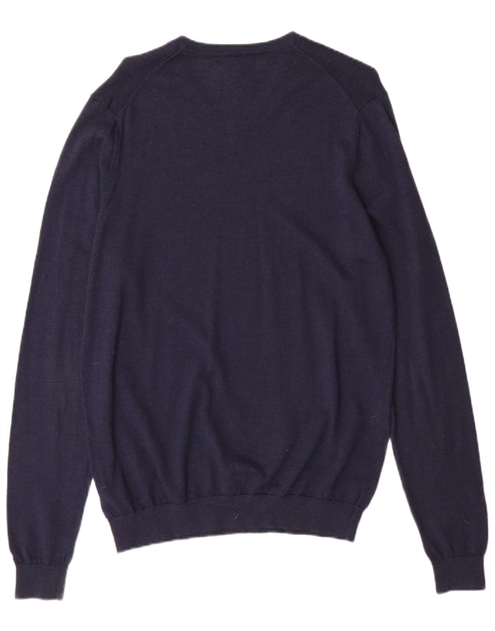 Marks & Spencer Ανδρικό πουλόβερ με λαιμόκοψη με λαιμόκοψη μεσαίου μήκους μπλε μερινό