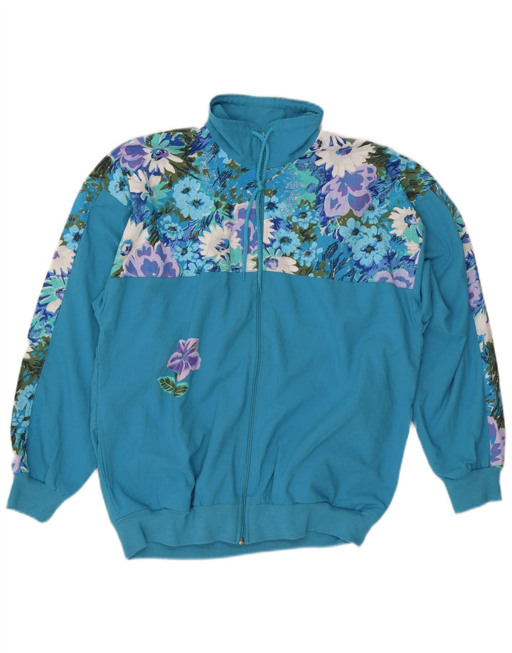 VINTAGE Γυναικεία Ολόσωμη φόρμα UK 14/16 Large Blue Floral Polyester