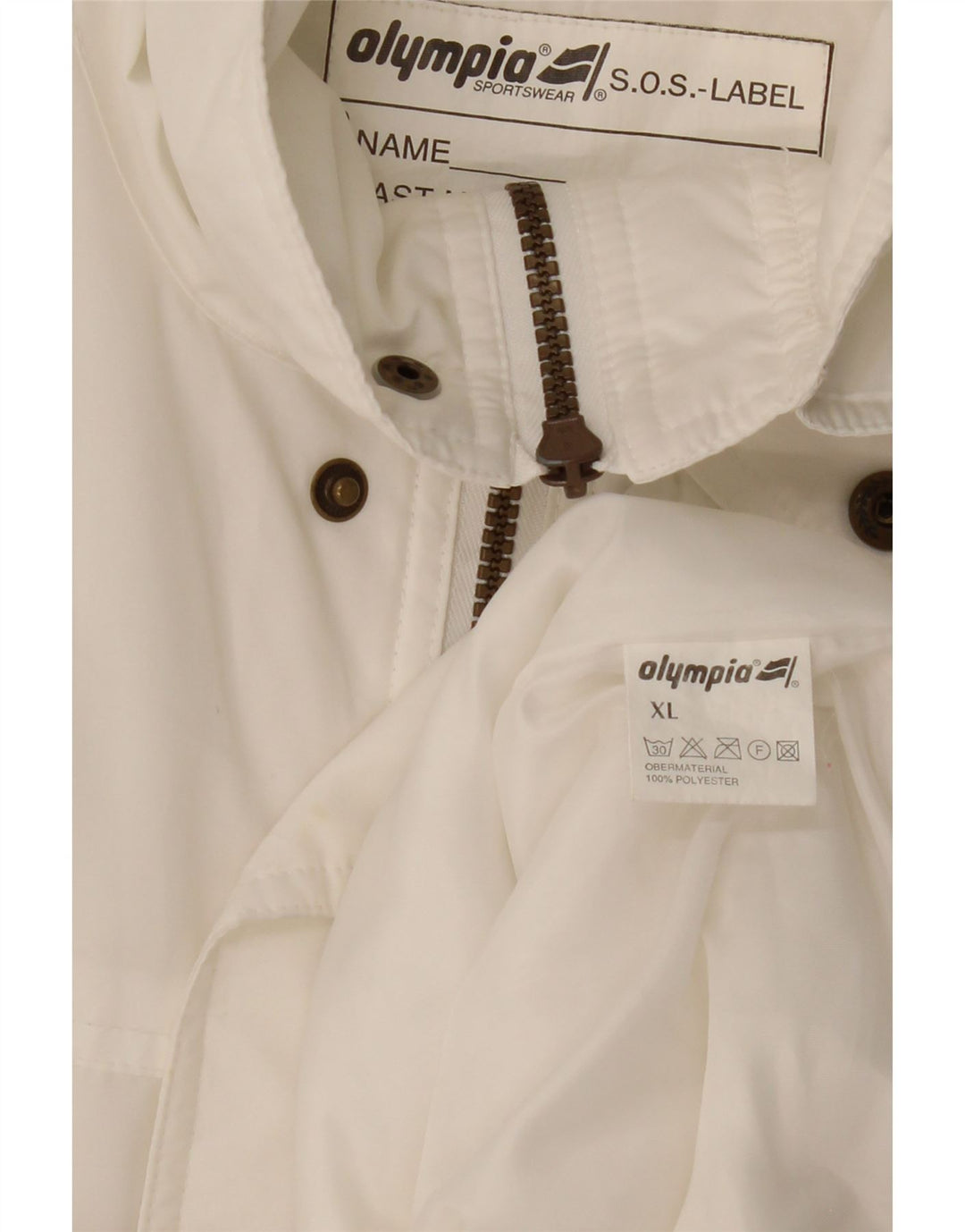 OLYMPIA Mens Gilet UK 42 XL White Polyester Vintage Olympia and Second-Hand Olympia from Messina Hembry 