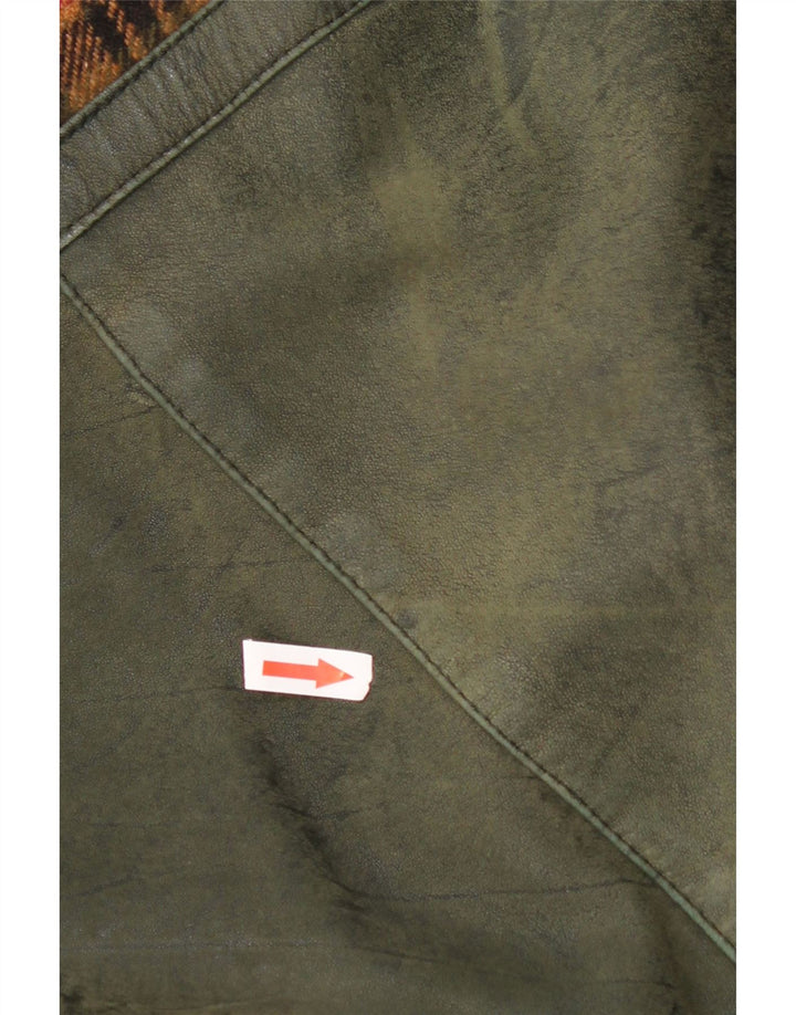 Vintage Ανδρικό Δερμάτινο Μπουφάν UK 46 3XL Green Check Leather
