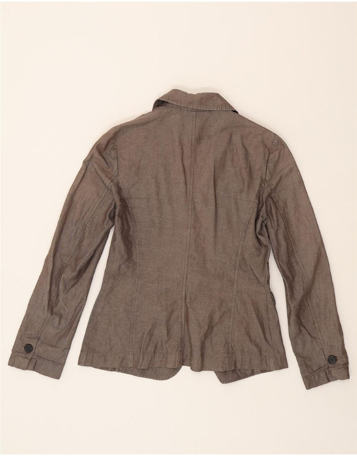 BENETTON Womens 2 Button Blazer Jacket IT 42 Medium Grey Cotton Vintage Benetton and Second-Hand Benetton from Messina Hembry 