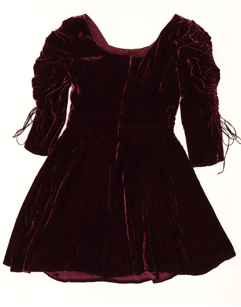 THE KOOPLES Womens Velvet 3/4 Sleeve A-Line Dress UK 12 Medium Burgundy Vintage The Kooples and Second-Hand The Kooples from Messina Hembry 