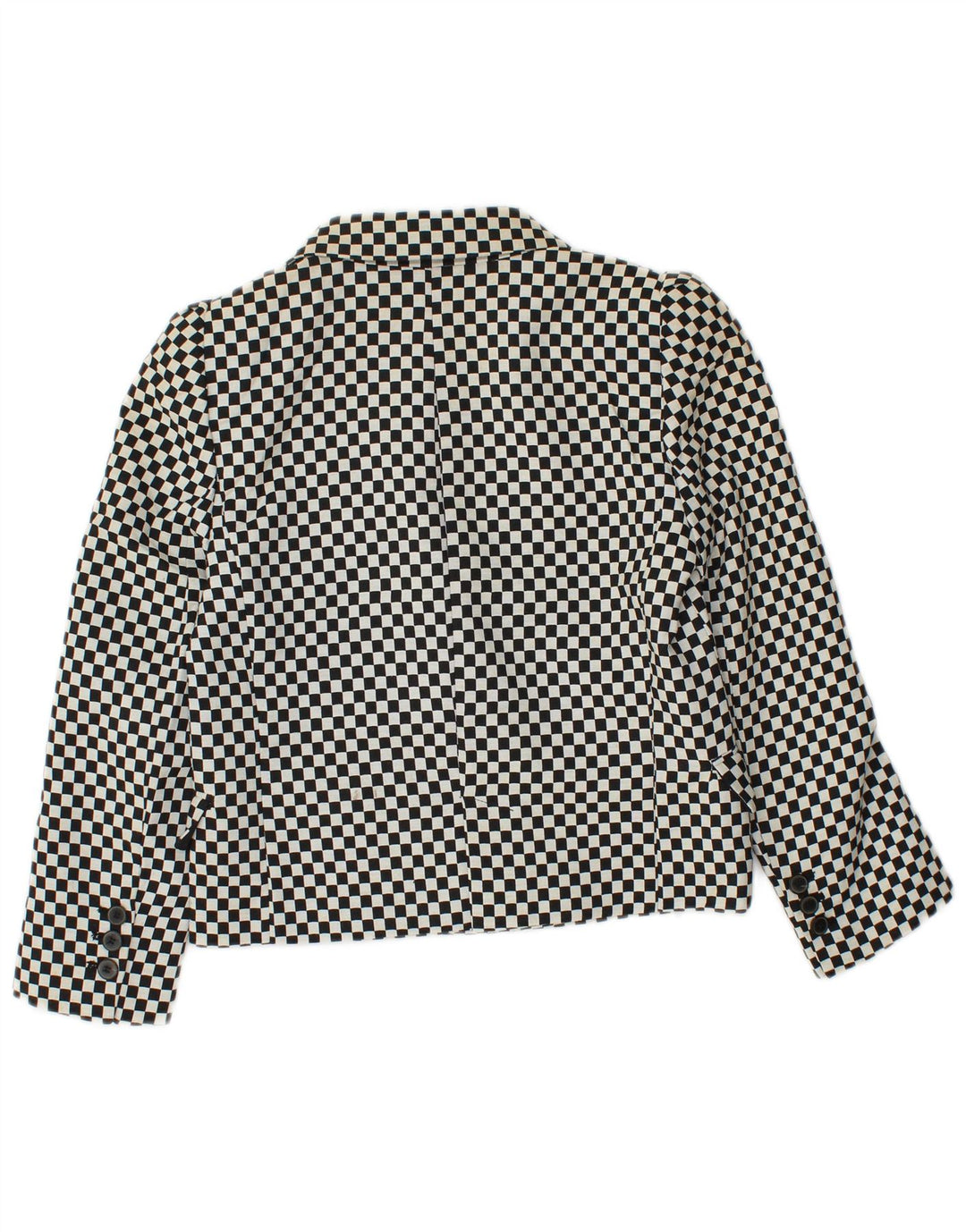 Zara Γυναικείο Μπουφάν Blazer με διπλό στήθος Crop UK 6 XS Μαύρο γεωμετρικό