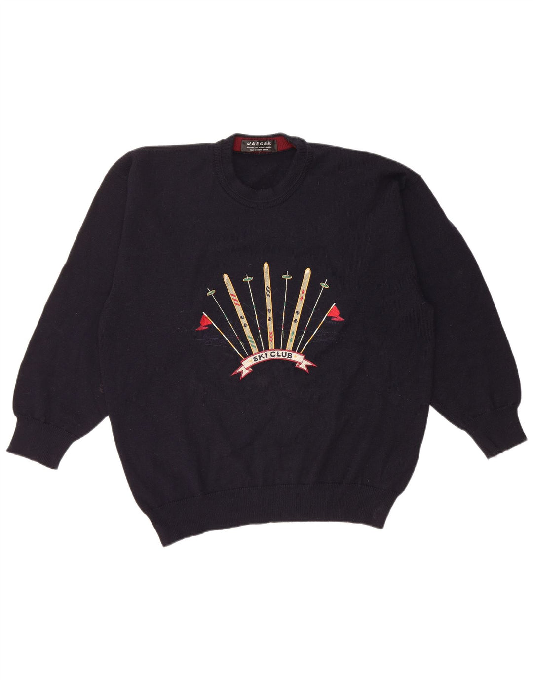 Ανδρικό Jaeger Graphic Crew Neck Jumper πουλόβερ Μεγάλο Μαλλί Navy Blue