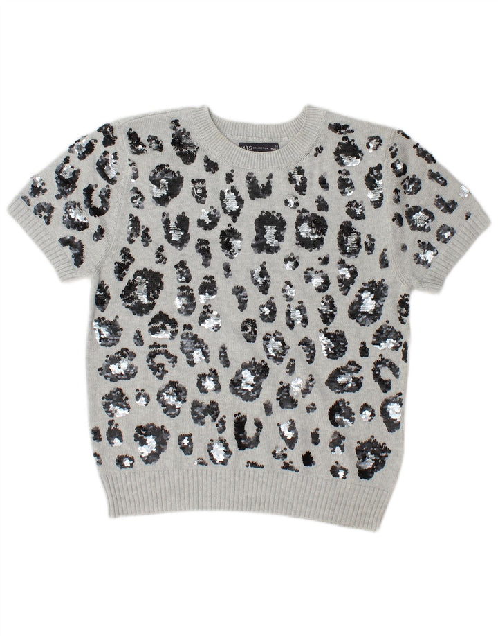 Marks & Spencer Γυναικείο πουλόβερ με λαιμόκοψη UK 14 Medium Grey