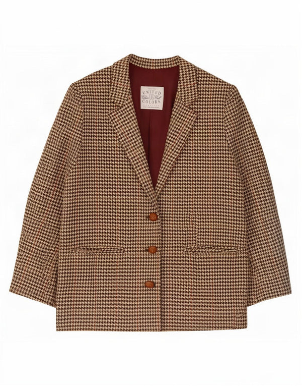 Benetton Γυναικείο Loose Fit Blazer Jacket IT 40 Small Green Houndstooth