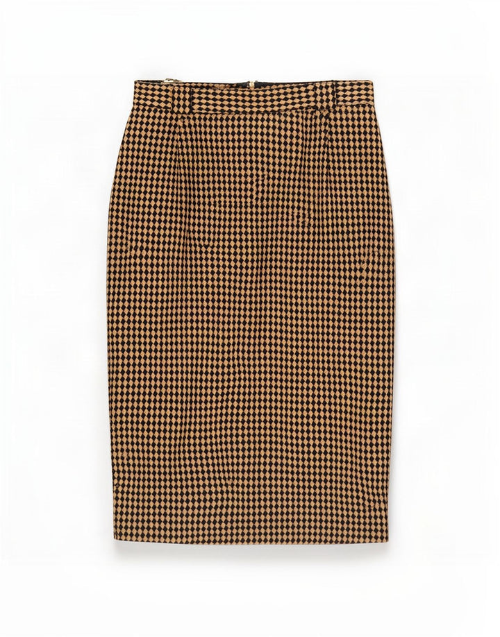 Michael H Γυναικεία Pencil Φούστα UK 12 Medium W26 Beige Argyle/Diamond Wool
