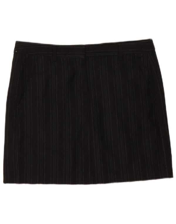 Γυναικεία Μίνι Φούστα Benetton IT 42 Medium W32 Μαύρη ριγέ παρθένο μαλλί