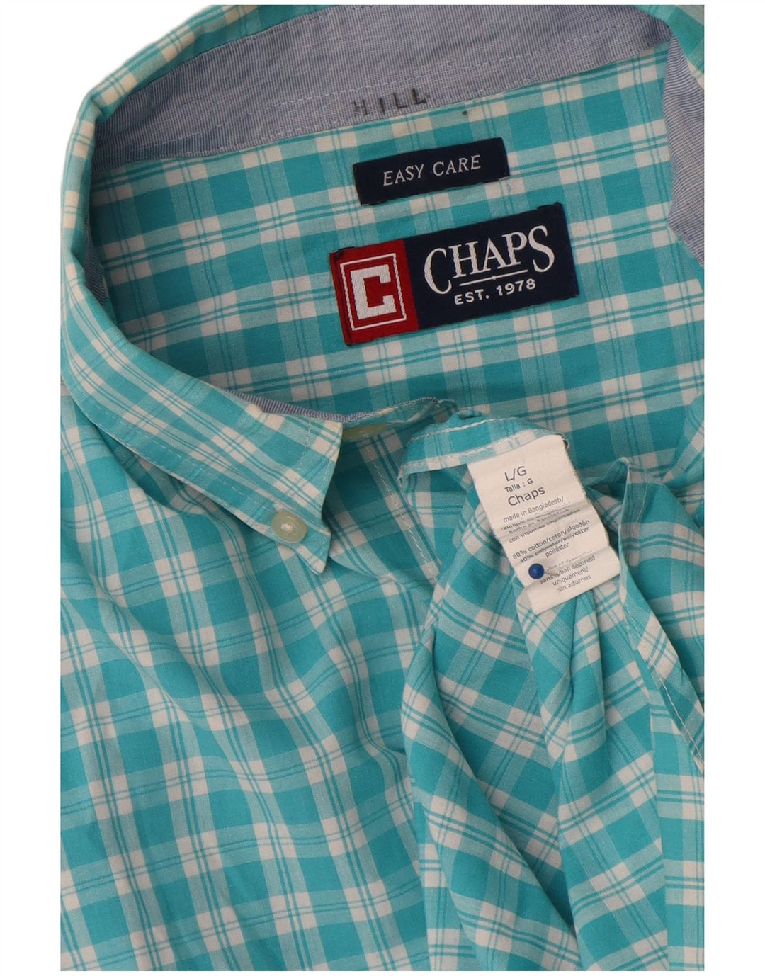 Chaps Ανδρικό πουκάμισο Easy Care Large Blue Check Cotton