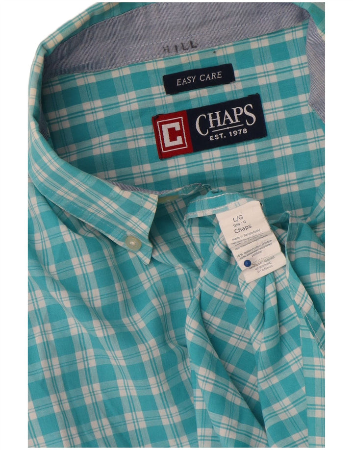 Chaps Ανδρικό πουκάμισο Easy Care Large Blue Check Cotton