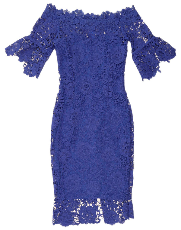 PAPER DOLLS Γυναικείο φόρεμα Off Shoulder UK 8 Small Blue Floral Polyester