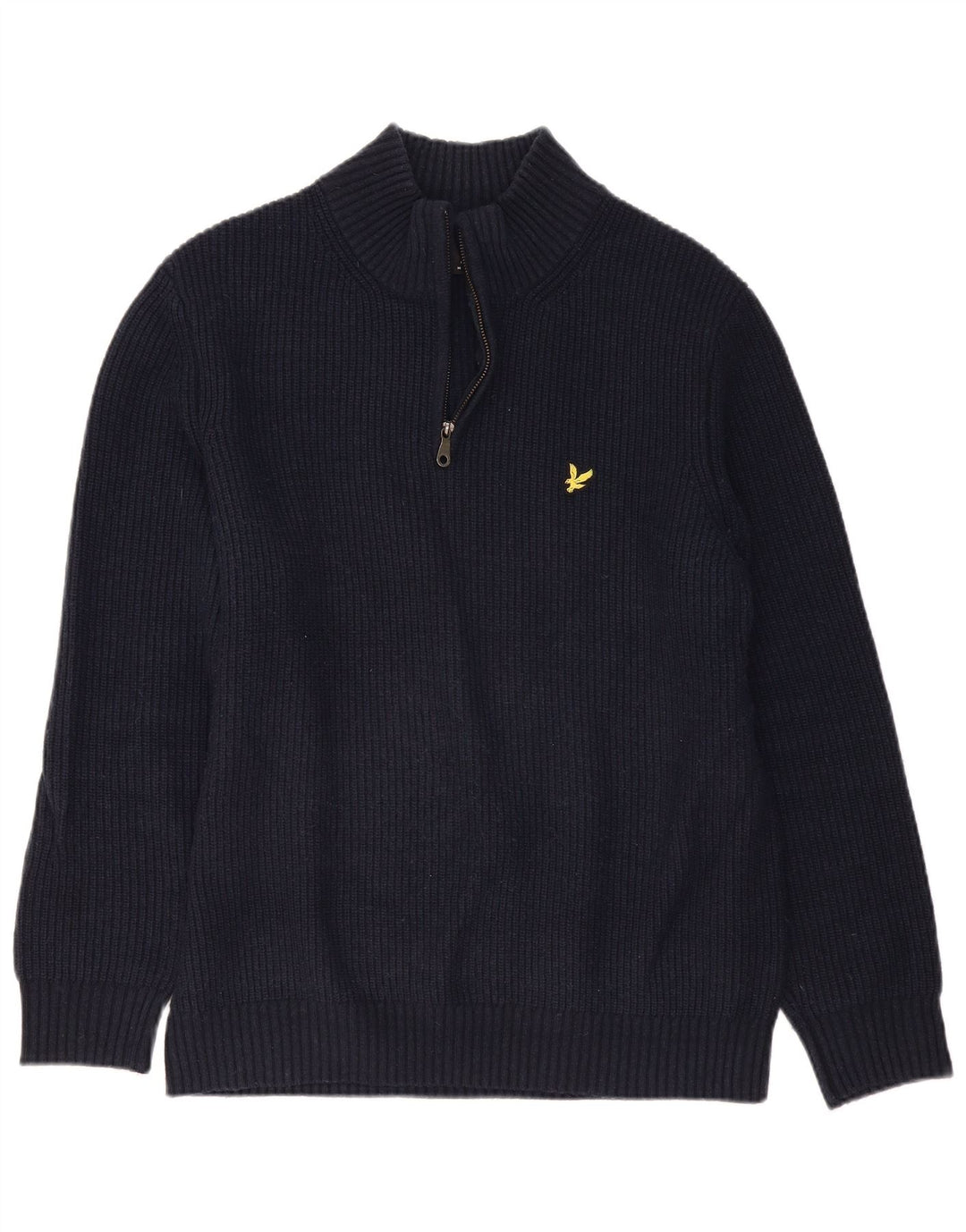 Ανδρικό πουλόβερ με λαιμόκοψη με φερμουάρ Lyle & Scott Μεγάλο μπλε μάλλινο