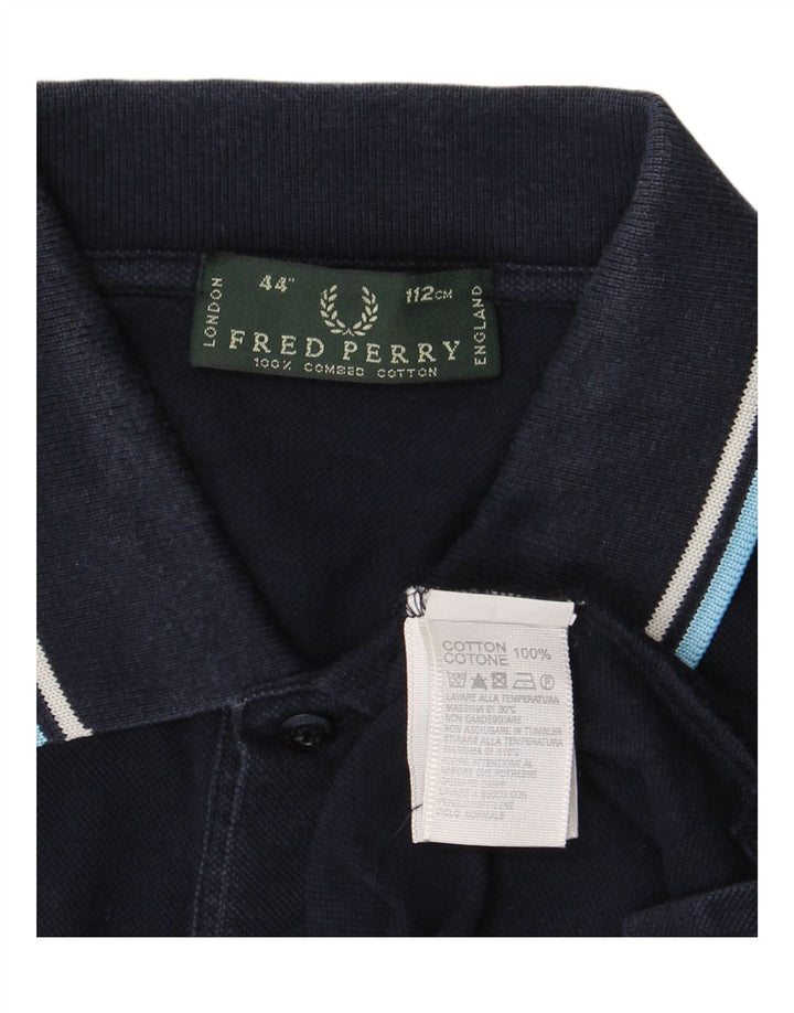 FRED PERRY Ανδρικό πουκάμισο πόλο μεσαίου μπλε βαμβακερό