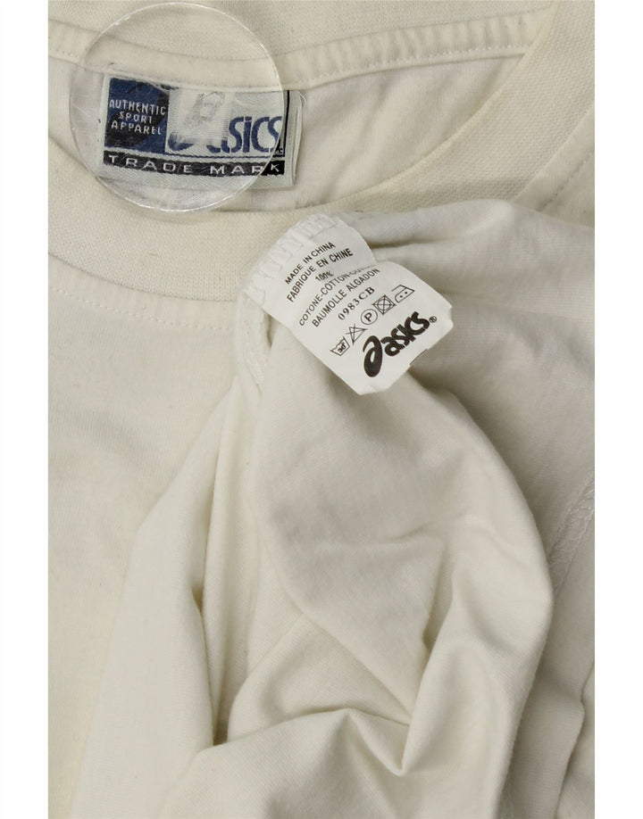 Ανδρικό γραφικό μπλουζάκι Asics Top μεγάλο λευκό χρώμα, βαμβακερό