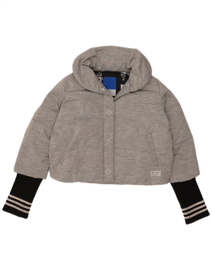 Γυναικείο τζάκετ Adidas Crop padded UK 14 Medium Grey Colorblock Polyamide