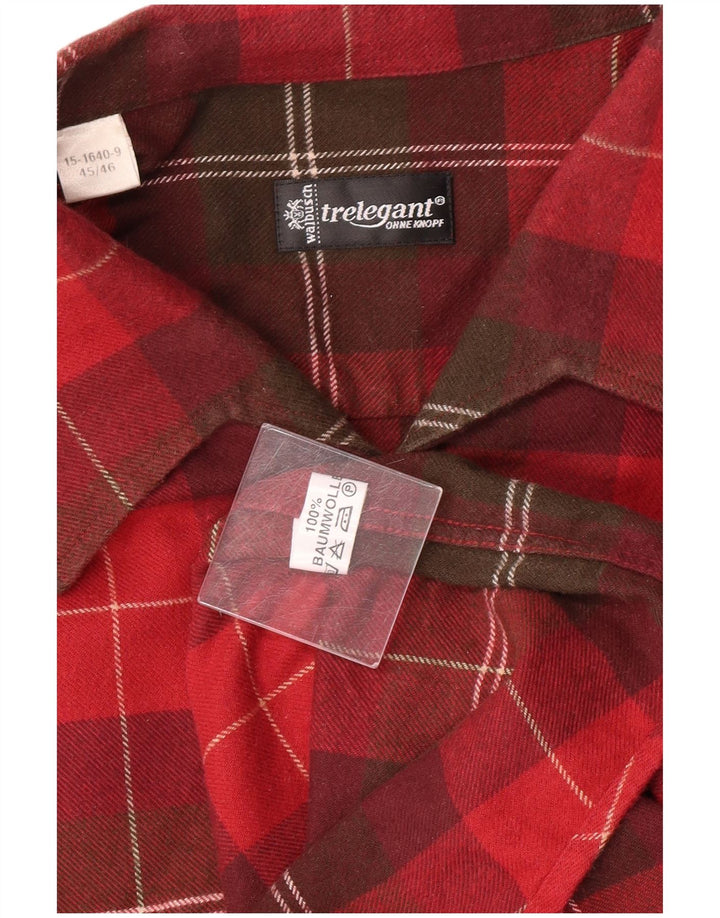 Ανδρικό πουκάμισο Walbusch Flannel μέγεθος 45/46 XL Κόκκινο καρό βαμβακερό Classic