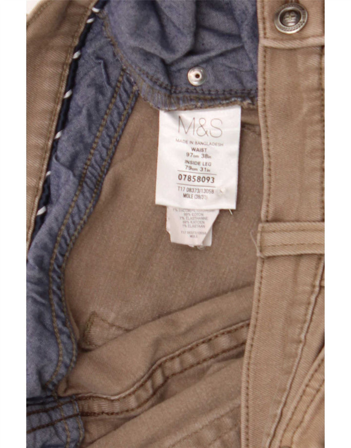 Ανδρικό τζιν ίσιο Marks & Spencer W38 L31 Καφέ βαμβακερό