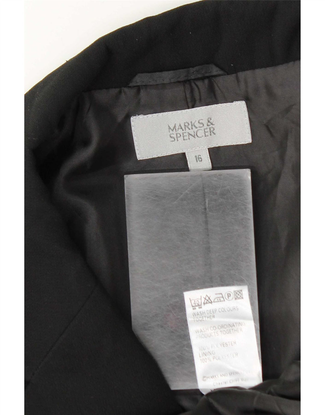 Marks & Spencer Γυναικείο μπουφάν blazer UK 16 μεγάλου μαύρου πολυεστέρα