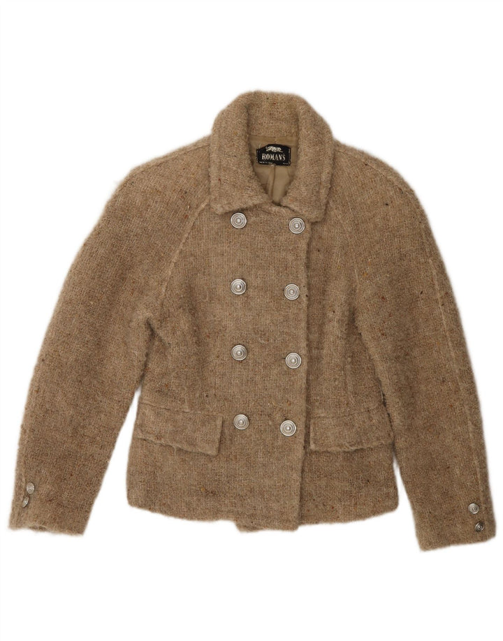 Roman's γυναικείο παλτό μπιζελιού UK 10 Small Beige Flecked Wool
