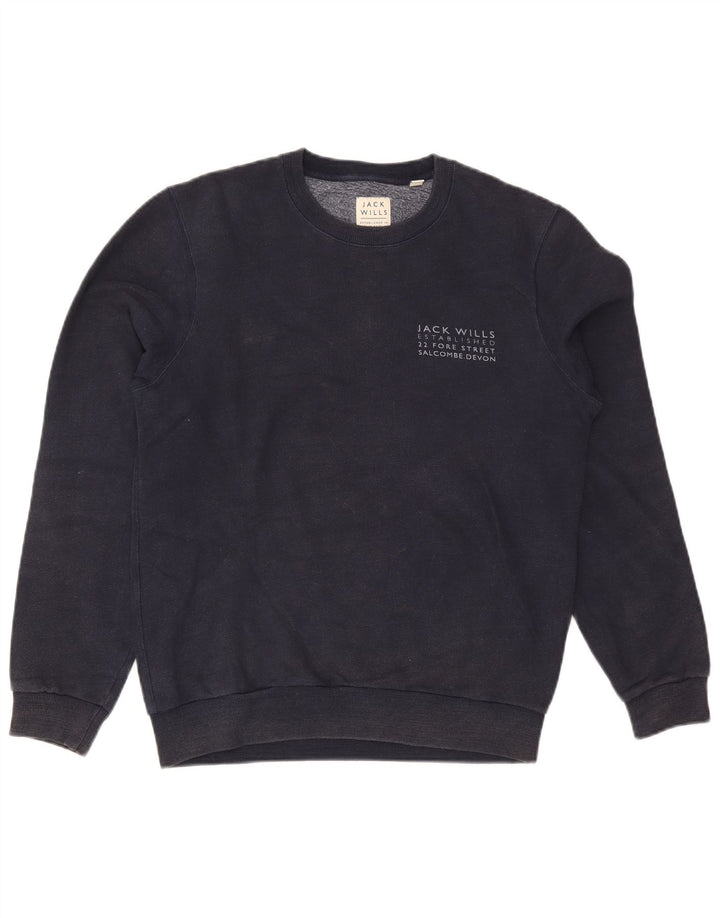 Ανδρικό γραφικό φούτερ Jack Wills, μεσαίο μπλε βαμβακερό