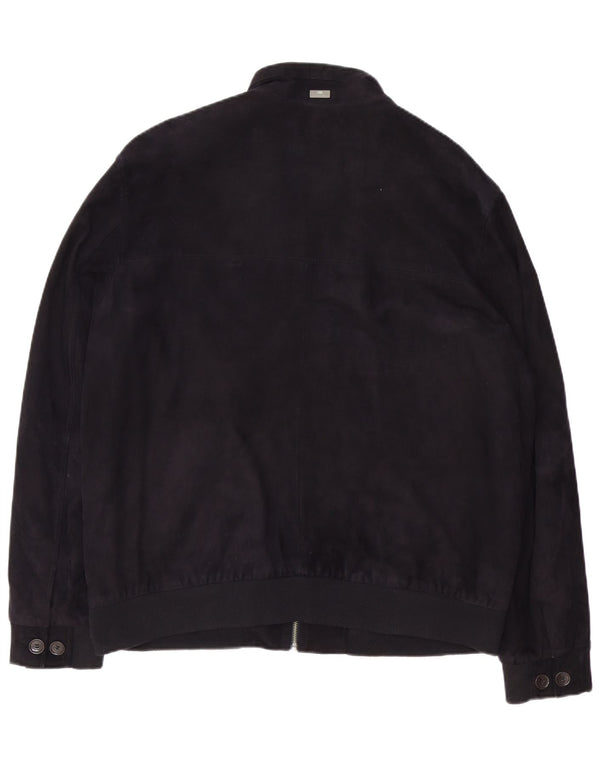 Ανδρικό μπουφάν Christian Berg Suede UK 46 3XL Navy Blue Leather